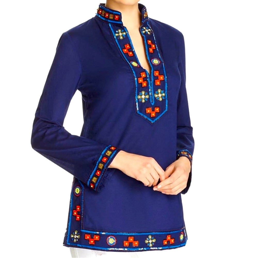 TORY BURCH Beaded Tunic, Sz 0